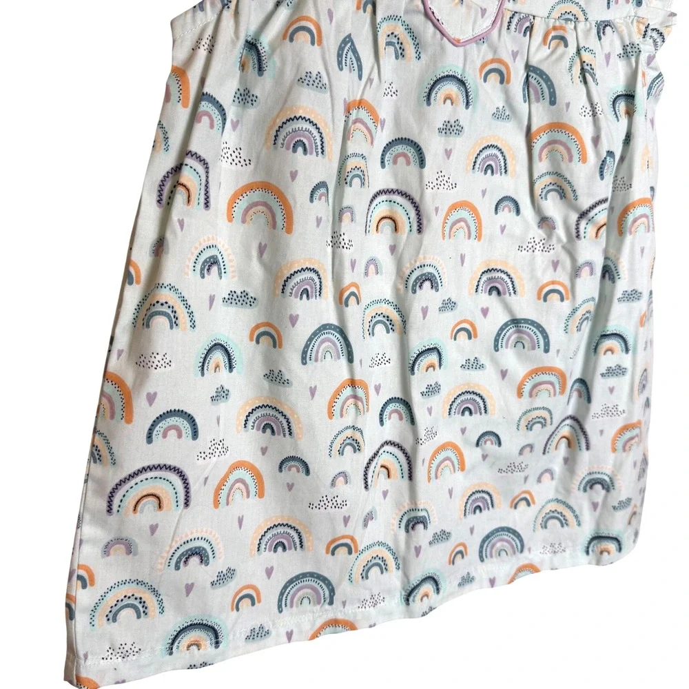 RuffleButts Girls Rainbow Print Dress Size 8 Ruffle Sleeve Cotton Pastel Spring